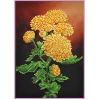 Beadwork Pattern Pictures Beaded S-235 Branch of yellow chrysanthemums