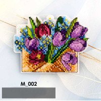 Набір для вишивання хрестиком на пластиковій канві Кольорова М-002 Магніт Весняний привіт