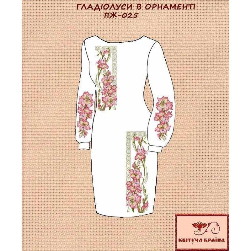 Blank embroidered dress Kvitucha Krayna PZH-025 Gladiolus in ornament