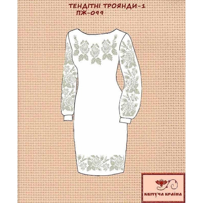 Blank embroidered dress Kvitucha Krayna PZH-099-1 Fragile roses 1