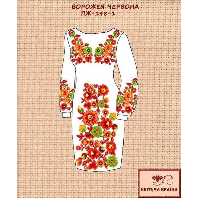 Заготовка плаття вишиванки Квітуча Країна ПЖ-148-1 Ворожея червона