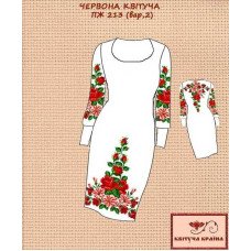 Blank embroidered dress Kvitucha Krayna PZH-213-2 Red blooming 2