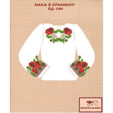 Blank embroidered shirt for girl BD-180 Poppies in the ornament