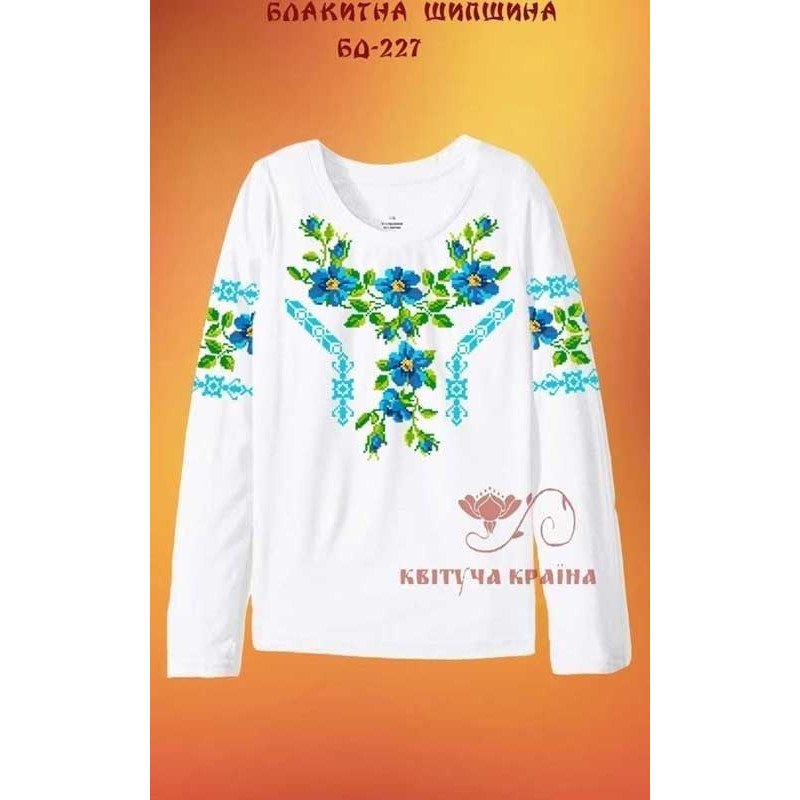 Blank embroidered shirt for girl BD-227 Blue rosehip