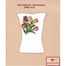 Заготовка вышиванки женской без рукавов СЖбр-010 Шуточные тюльпаны