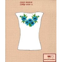 Blank embroidered shirt for women sleeveless SZHbr-058-1 Blue poppies