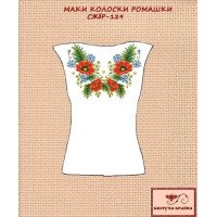Blank embroidered shirt for women sleeveless SZHbr-129 Poppy spikelets daisies