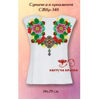 Заготовка вышиванки женской без рукавов СЖбр-348 Земляничка в орнаменте