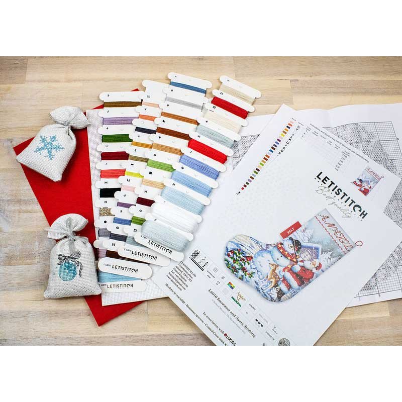 Cross Stitch Kits LetiStitch L8016 Snowman and Santa Stocking