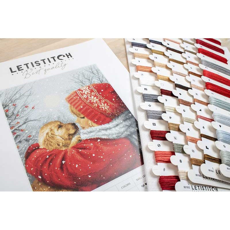 Набір для вишивки хрестиком LetiStitch L8019 Різдвяні обійми