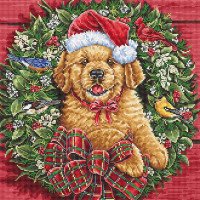 Cross Stitch Kits LetiStitch L8053 Christmas Puppy / Chiot de Noë