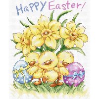 Cross Stitch Kits LetiStitch L8059 Three Chicks with Daffodils and Egg