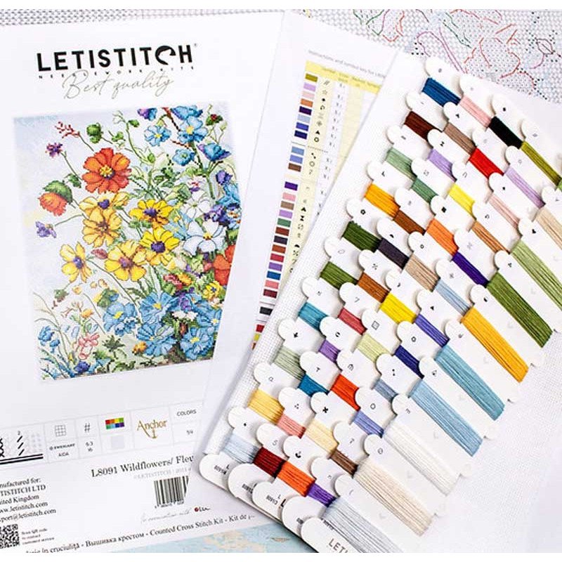 Набір для вишивки хрестиком LetiStitch L8091 Польові квіти
