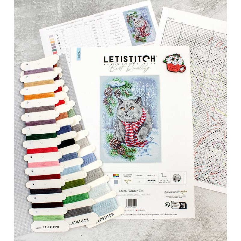 Cross Stitch Kits LetiStitch L8997 Winter Cat (discontinued)