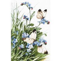 Cross Stitch Kits LetiStitch L939 Butterflies and bluebird flowers