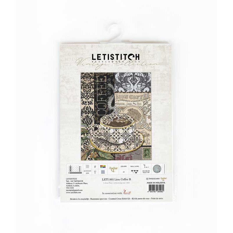Набір для вишивки хрестиком LetiStitch L993 Кава Лев Б