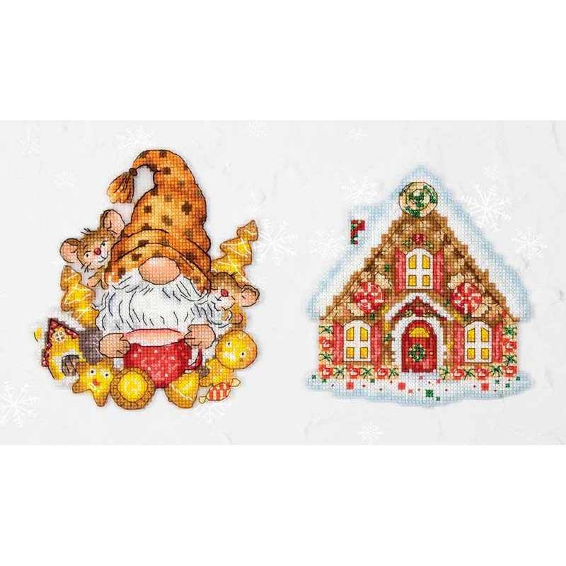 Christmas toy Embroidery thread Luca-S JK036 Gnome and house