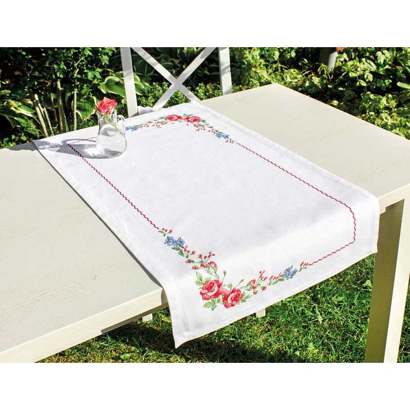Cross Stitch Table Toppe Luca-S FM011 Wild Rose Flowers