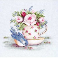 Cross Stitch Kits Luca-S B2324 Birdie and a cup of tea