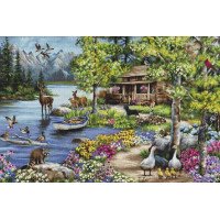 Cross Stitch Kits Luca-S B2410 Chalet house by the lake