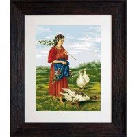Cross Stitch Kits Luca-S B486 Girl with geese - Makovsky (discontinued)