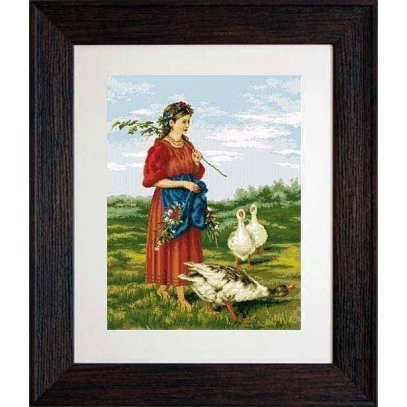 Tapestry Kits (Petit Point) Luca-S G486 Girl with geese - Makovsky (discontinued)