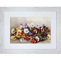 Cross Stitch Kits Luca-S B503 Basket with pansies (discontinued)