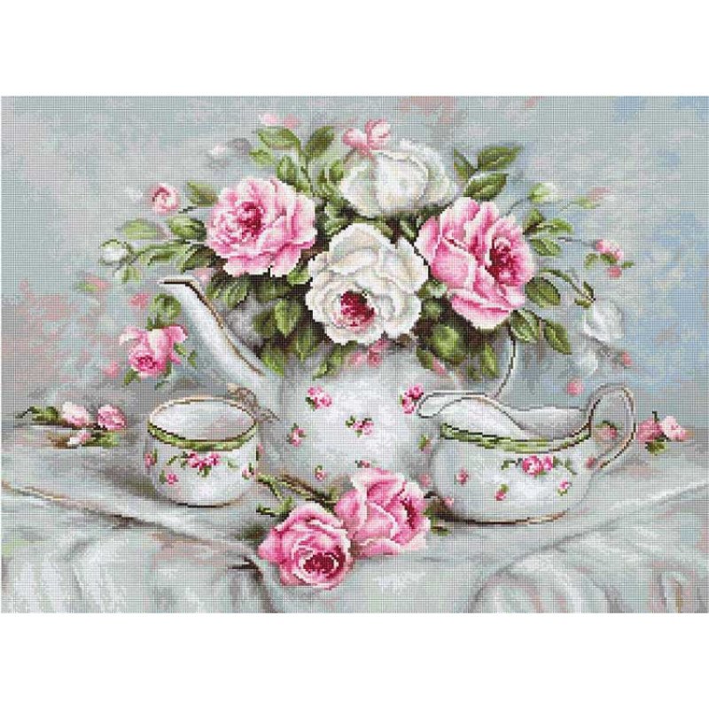 Tapestry Kits (Petit Point) Luca-S G565 Tea set and roses (discontinued)