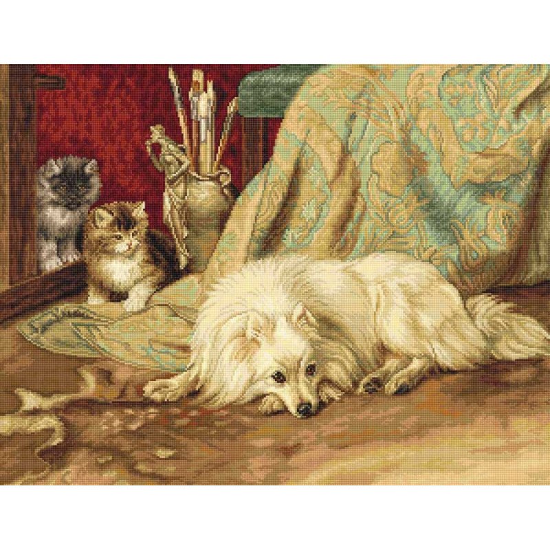 Cross Stitch Kits Luca-S B582 The Dog and Cats (discontinued)