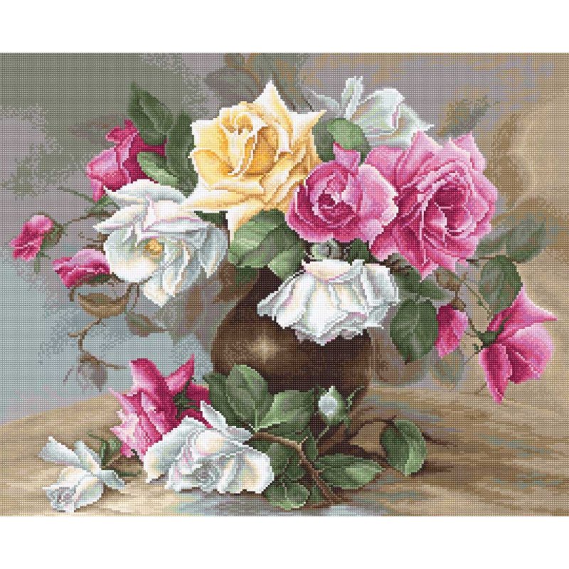 Cross Stitch Kits Luca-S B587 Vase with roses (discontinued)
