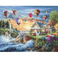 Tapestry Kits (Petit Point) Luca-S G614 Hot air balloons over Sunset Cove GOLD collection