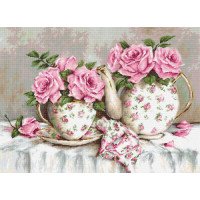 Cross Stitch Kits Luca-S BA2320 Morning tea and roses (discontinued)