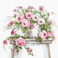 Cross Stitch Kits Luca-S BA2331 Roses on a Stool (discontinued)
