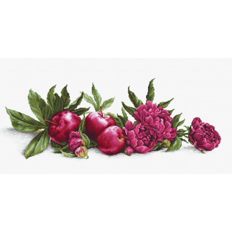 Cross Stitch Kits Luca-S BA2357 Peonies and red apples (discontinued)