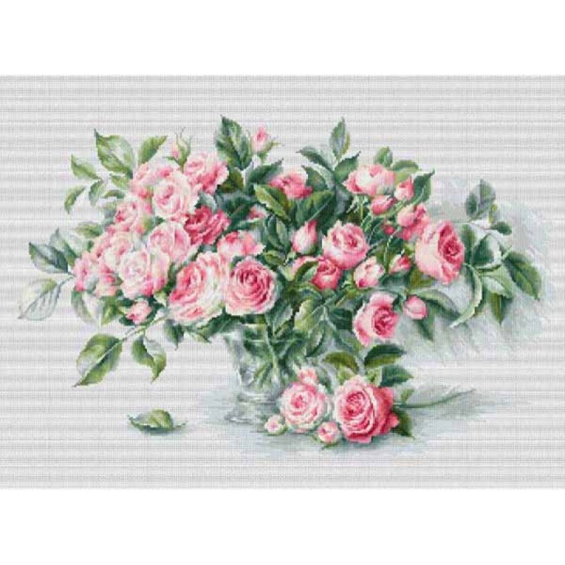 Набір для вишивання хрестиком Luca-S BL22866 Букет чайних троянд