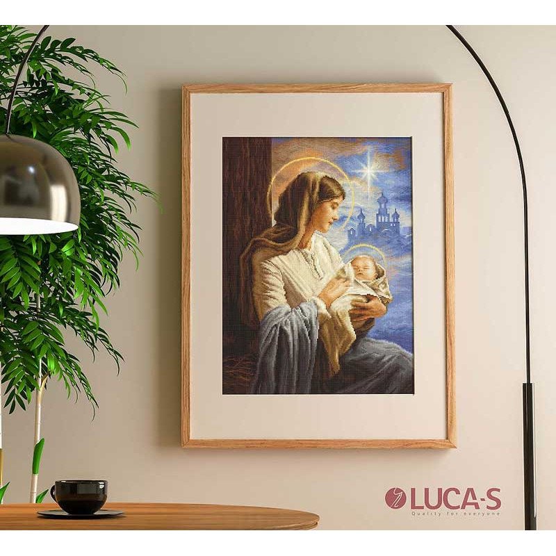 Набір для вишивання хрестиком GOLD collection Luca-S В617 Діва Марія з Немовлям