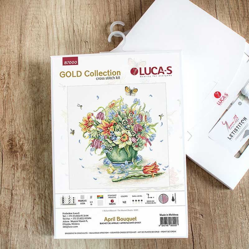 Набір для вишивання хрестиком GOLD collection Luca-S В7000 Квітневий букет