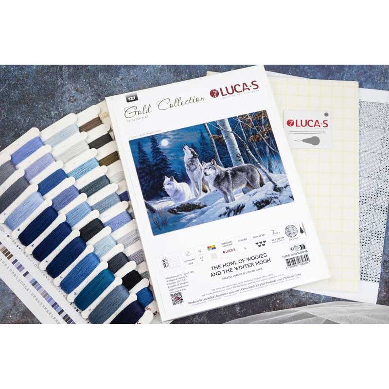 Набір для вишивання хрестиком GOLD collection Luca-S В727 Виття вовків і зимовий місяць