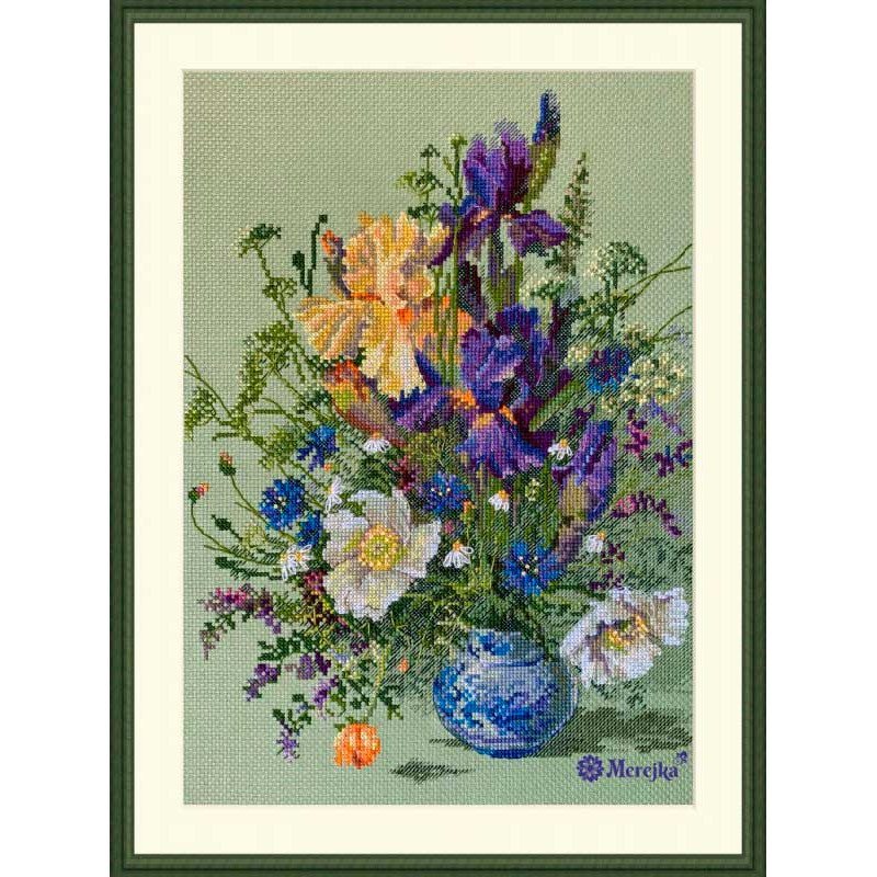 Cross Stitch Kits Merejka K-249 Irises and Wildflowers