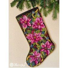 Набір для вишивання хрестиком Мережка К-262 Різдвяний чобіток з пуансеттією