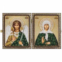 Bead embroidery kit icons in frame-folding Nova Sloboda CE7202 St. Right. Matrona Staritsa Moscow and the Guardian Angel