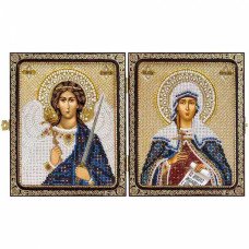 Bead embroidery kit icons in frame-folding Nova Sloboda CE7206 St.M.Tetian (Tatiana) Roman and Angel the Guardian