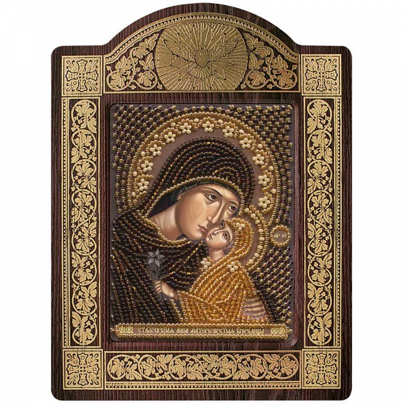 Bead embroidery kit withfigured frame Nova Sloboda CH8143 St. Anne with the baby Mary