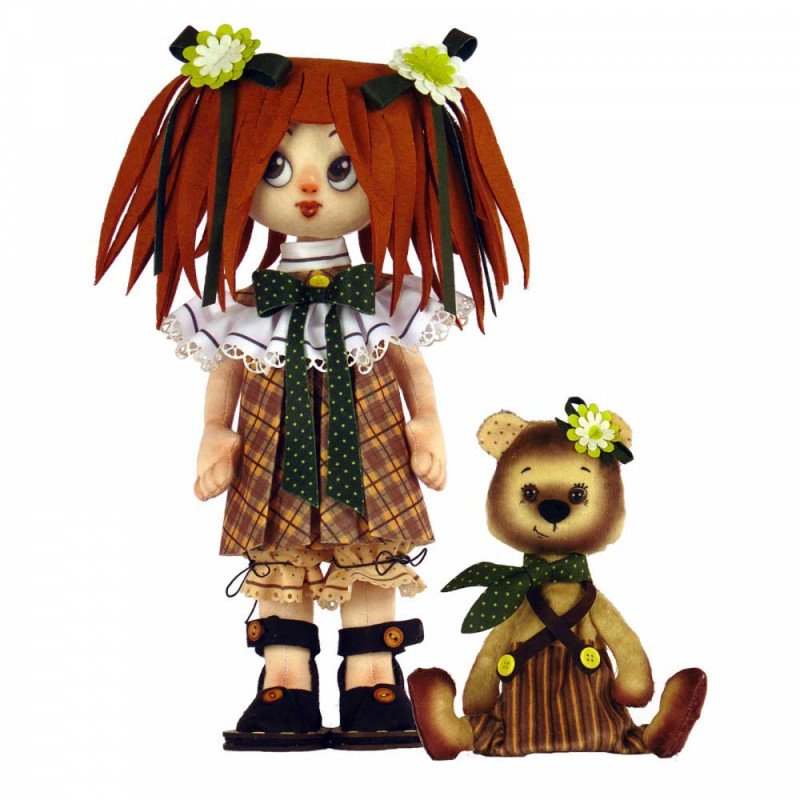 Набор для шитья куклы и мягкой игрушки Новая Слобода К1071 Девочка с мишкой (снят с производства)