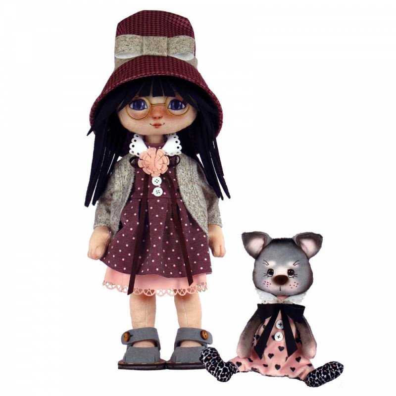Набір для шиття ляльки та м’якої іграшки Нова Слобода К1075 Дівчинка з котиком