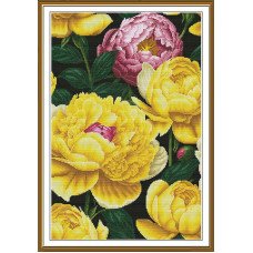 Thread embroidery kit Nova Sloboda HB3151 Sunny peonies