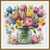 Thread embroidery kit Nova Sloboda PE3572 Floral expression