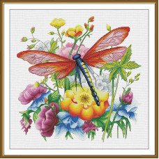 Thread embroidery kit Nova Sloboda PE3575 Multicolored dragonfly