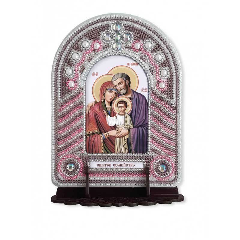 Set to reating an icon with an embroidered icon frame Nova Sloboda BK1010 Holy family