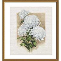 Thread embroidery kit Nova Sloboda CP2282 White chrysanthemum